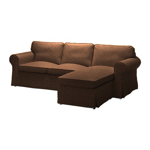 IKEA Ektorp 2er-Sofa mit Recamiere rechts Bezug aus Kunstleder